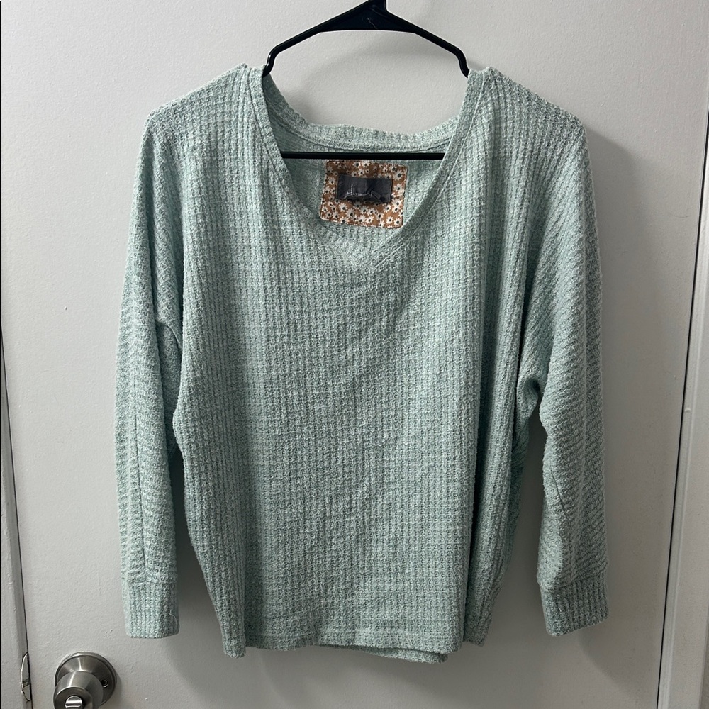 Anthropologie Light Green Crew Neck Sweater